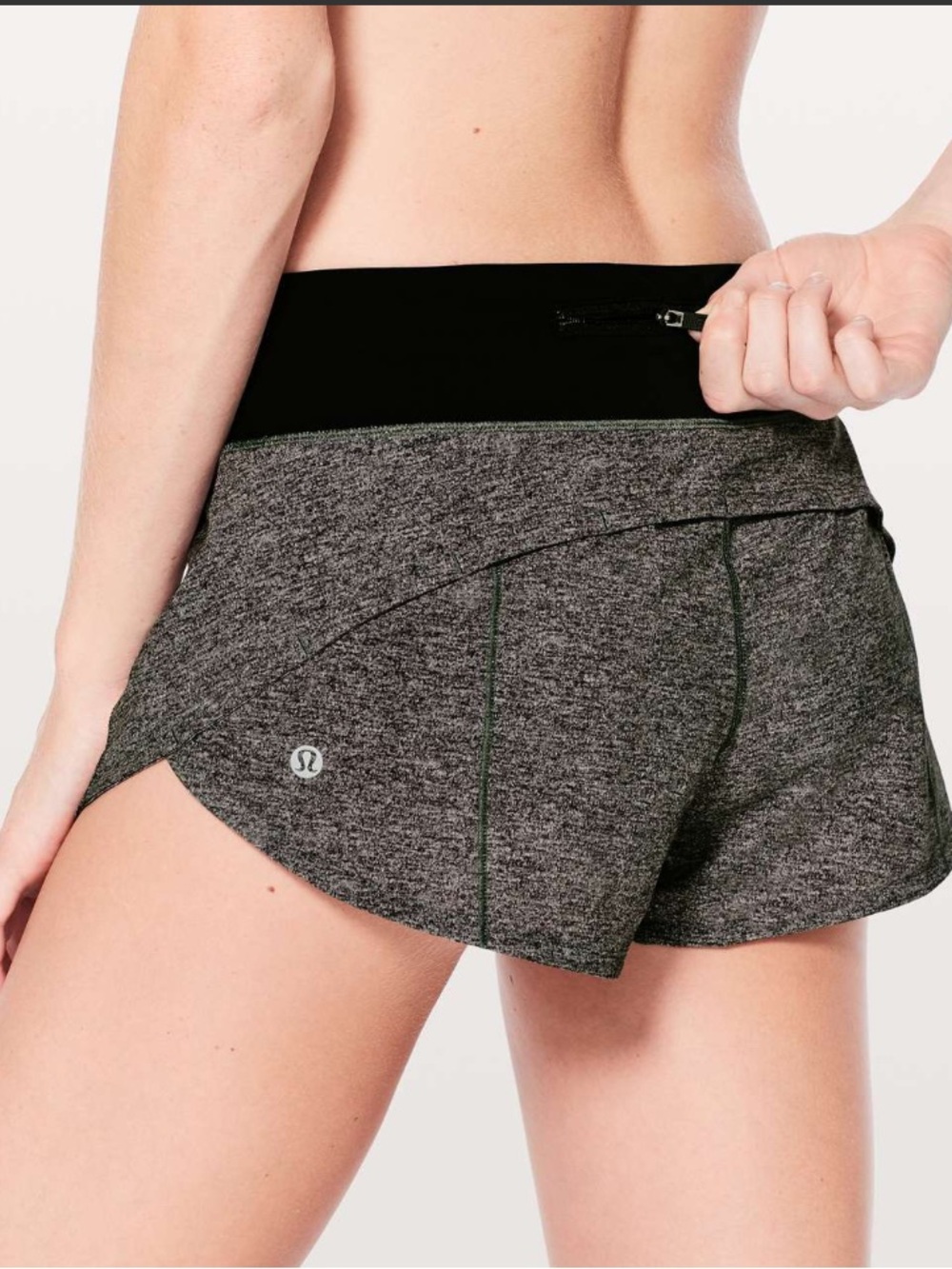 Lululemon Speed Up 2.5" Gray Heather Lux Multi Black Athletic Shorts Women’s 8